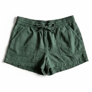 New J.Crew Linen Blend Pull-On Shorts Green Drawstring Relaxed Fit Pockets XS